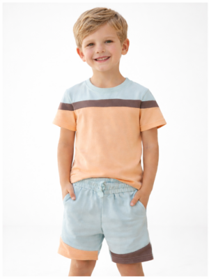 Colour Block T-shirt & Shorts Set