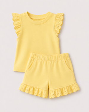 Yellow Lace Summer Short Set