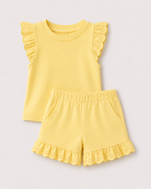 ellow Lace Summer Short Set Yellow Lace Summer Short Set