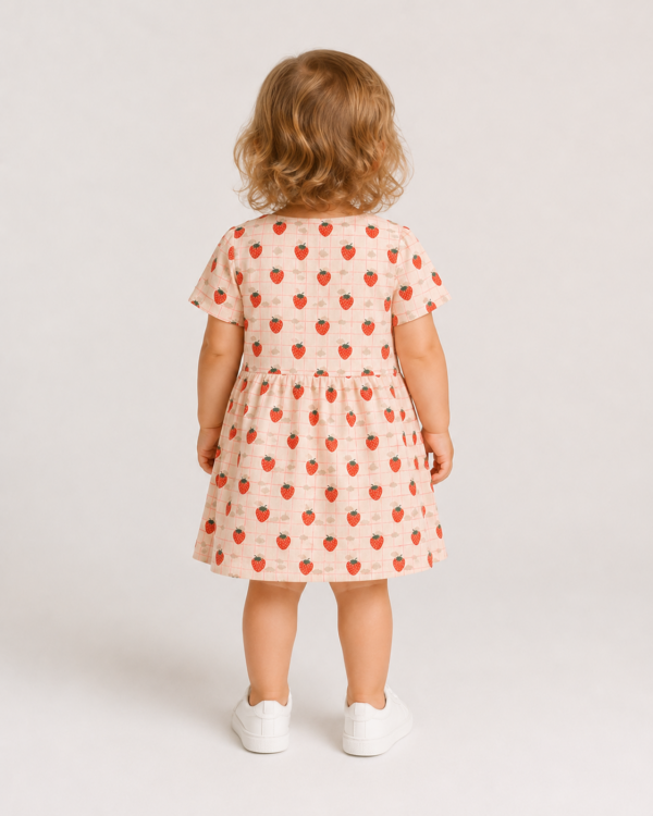 Strawberry Days Button Through Short Sleeve Dress