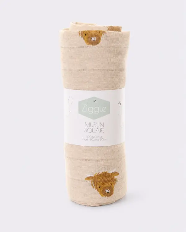 Ziggle Highland Cow Muslin Square