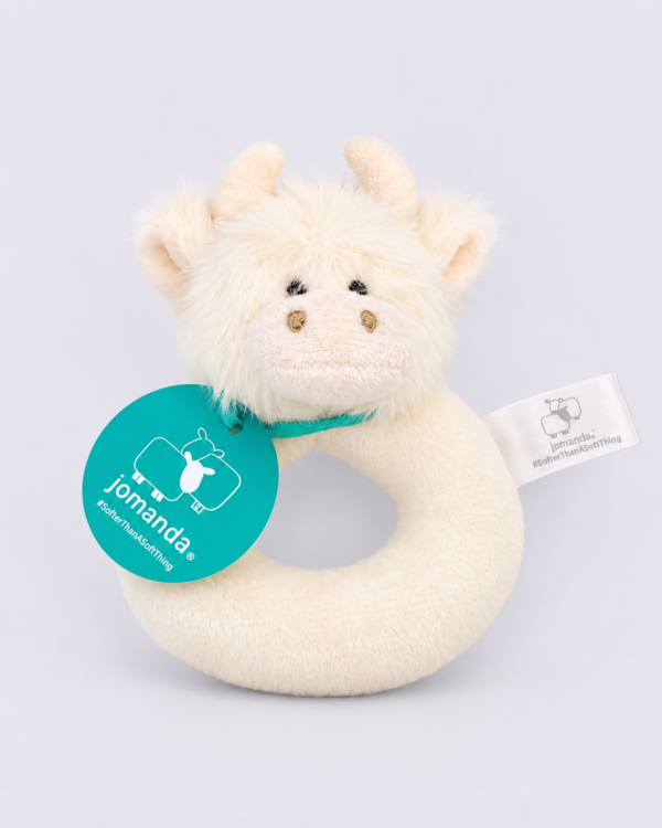 Jomanda Cream Highland Cow Ring Rattle