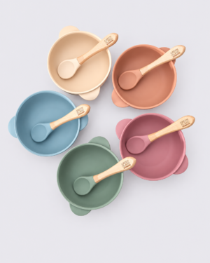 Silicone Baby Bowl & Spoon Green Island Silicone Baby Bowl & Spoon