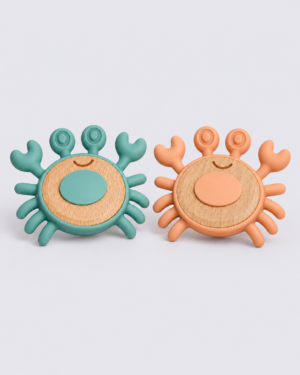 Silicone & Wood Crab Teether Silicone & Wood Crab Teether