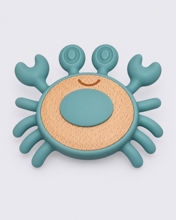 Silicone & Wood Crab Teether