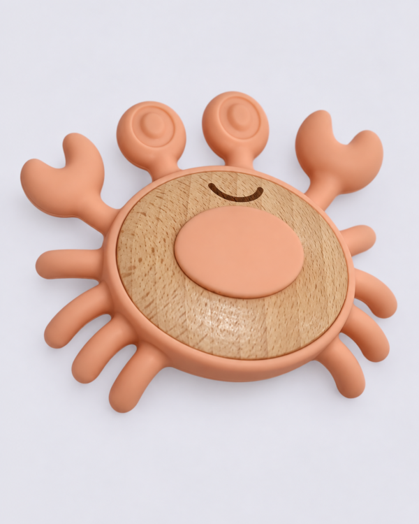Silicone & Wood Crab Teether