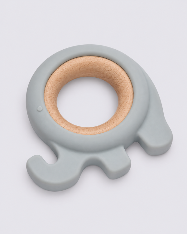 Silicone & Wood Elephant Teether