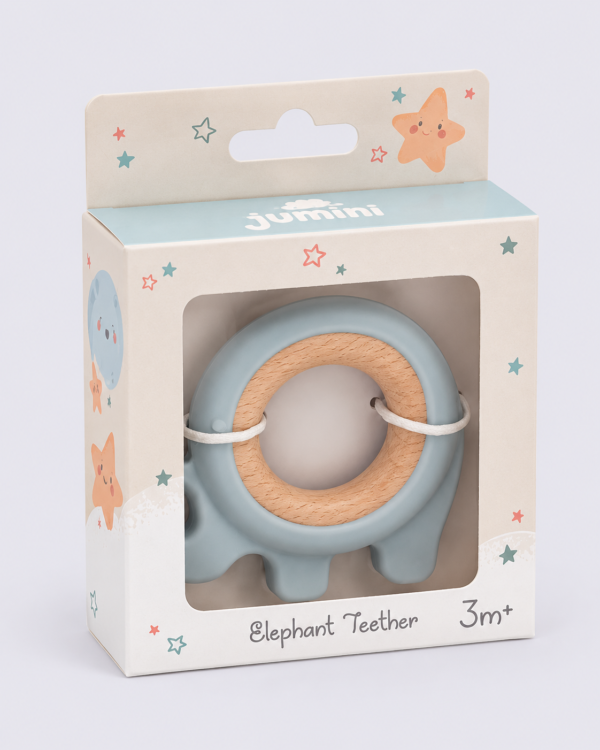 Silicone & Wood Elephant Teether