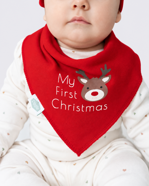My First Christmas Reindeer Bandana Bib