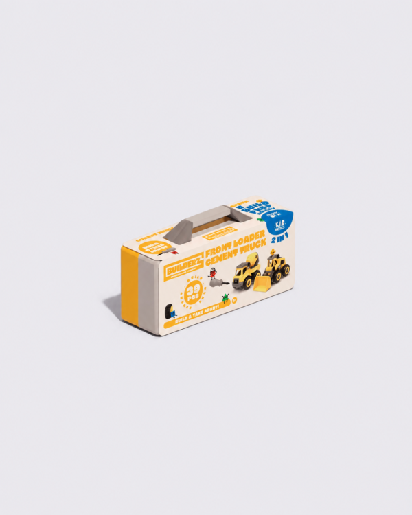 Builderz 2-in-1 Cement Truck & Front Loader Set – 39 Pieces box Builderz 2-in-1 Cement Truck & Front Loader Set – 39 Pieces