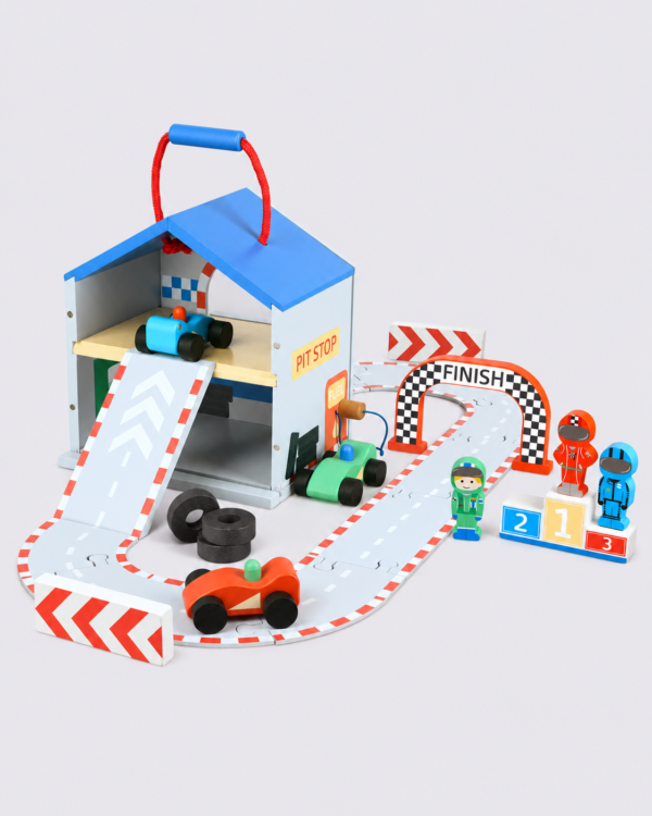 Orange Tree Toys Wooden Racing Track Play Set – 26 Pieces