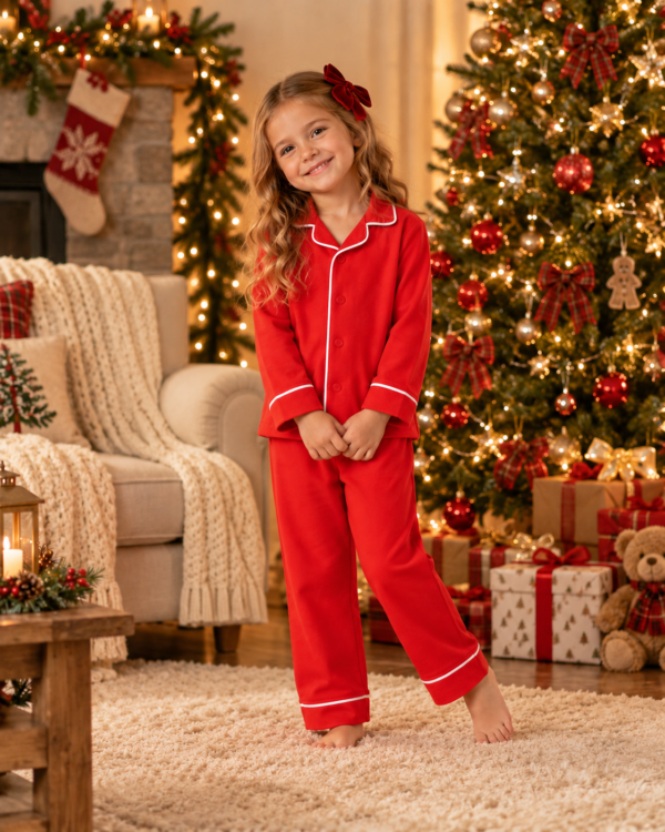 Cosy Christmas Girl by the Tree Raff & Roo The Christmas Club Pyjamas