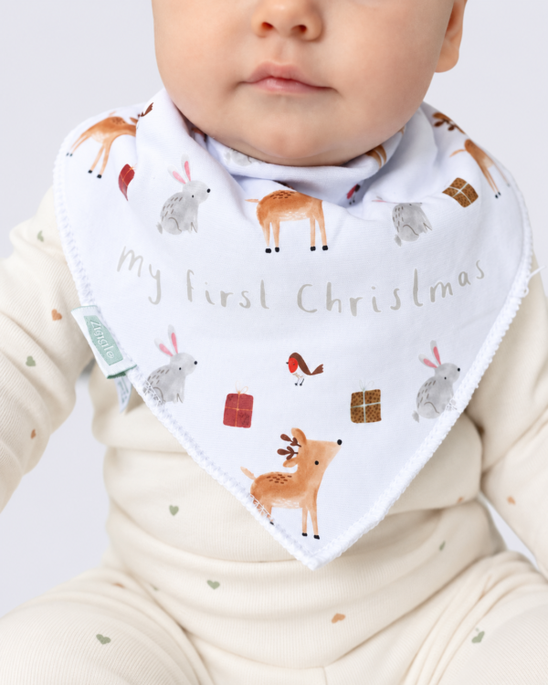 My First Christmas Bib Portrait My First Christmas Winter Animals Bandana Bib