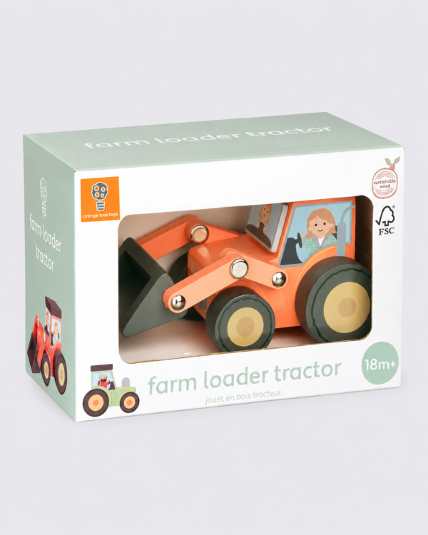 Pastel Farm Loader Tractor Toy Box Orange Tree Toys Wooden Farm Loader Tractor