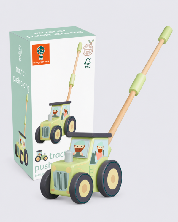 Orange Tree Toys Wooden Tractor Push Along