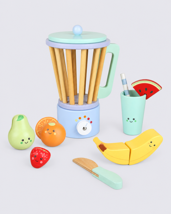 Pastel Wooden Toy Blender Set Happy Treats Smoothie Maker