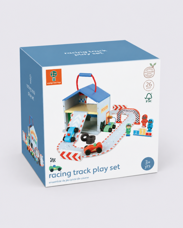 Orange Tree Toys Wooden Racing Track Play Set – 26 Pieces