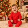 Smiling Baby by the Christmas Tree The Christmas Club Baby Sleepsuit
